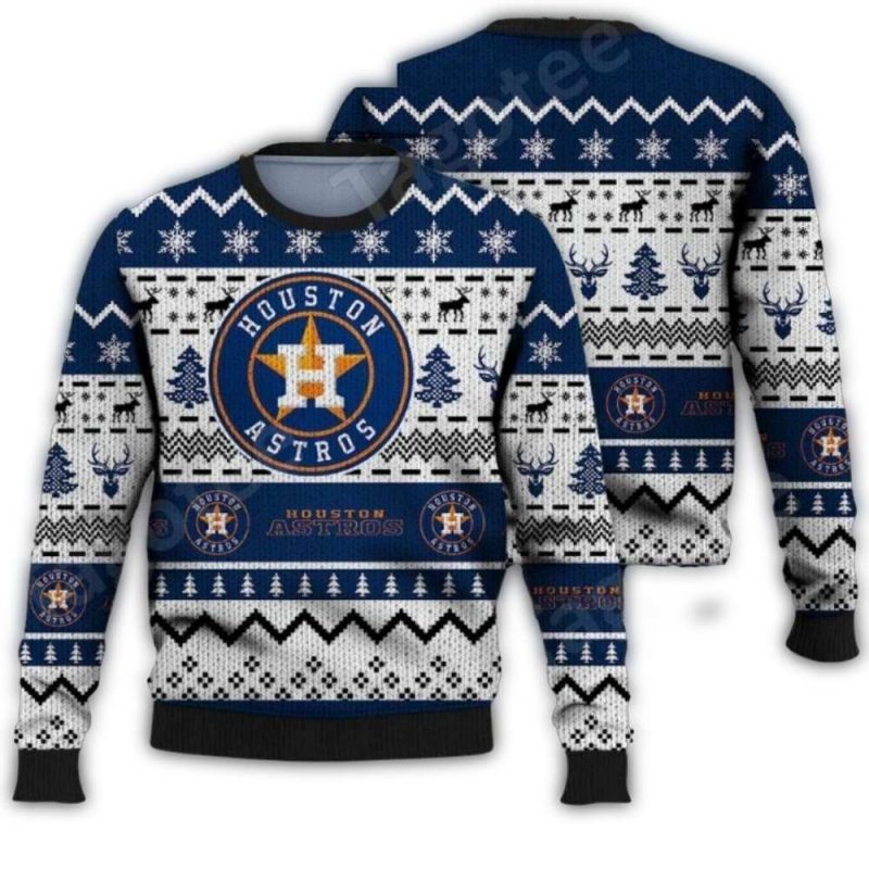Houston Astros Reindeer And Snowflakes Ugly Sweater 1