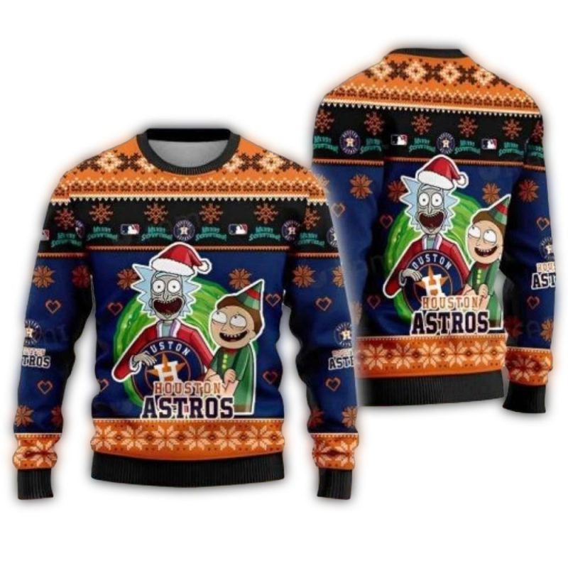 Houston Astros Rick And Morty Holiday Ugly Sweater 1