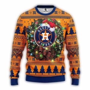 Houston Astros Ugly Christmas Sweater With Santa Hat Design