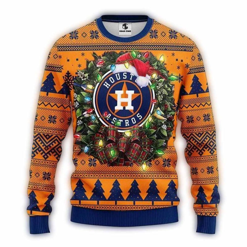 Houston Astros Santa Hat Ugly Sweater 1