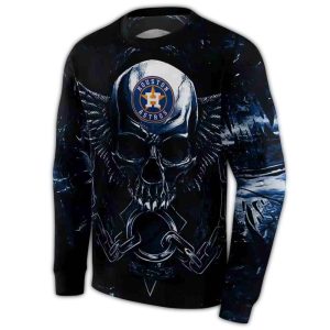 Houston Astros Skull Artwork All-Over Print Sweatshirt For Fans