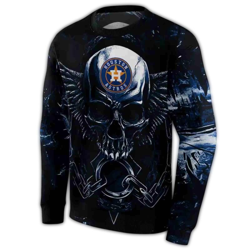 Houston Astros Skull Artwork All over Print Sweatshirt 1