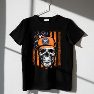 Houston Astros Skull Cap Stripes T-Shirt For Fans And Collectors