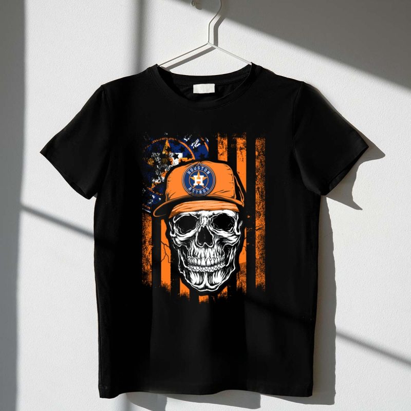 Houston Astros Skull Cap and Stripes T Shirt t shirt 1 1