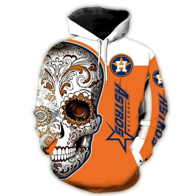 Houston Astros Skull Flower All over Print Hoodie 1