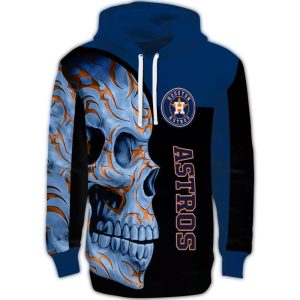 Houston Astros Skull Motif All-Over Print Hoodie For Fans
