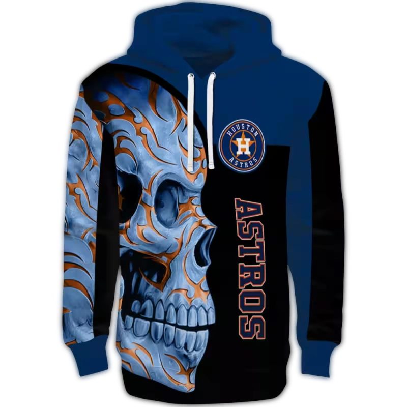 Houston Astros Skull Motif All over Print Hoodie 1