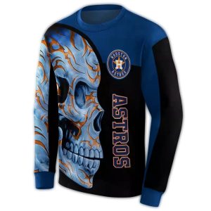 Houston Astros Skull Motif All-Over Print Sweatshirt For Fans