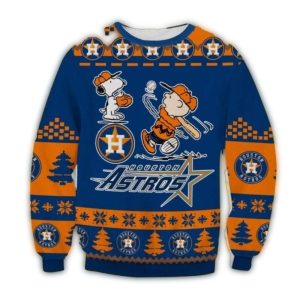 Houston Astros Snoopy & Charlie Brown Baseball Holiday Sweater