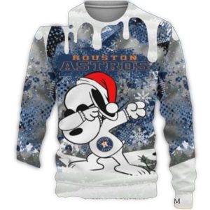 Houston Astros Snoopy Dabbing Snow Drip Ugly Christmas Sweater