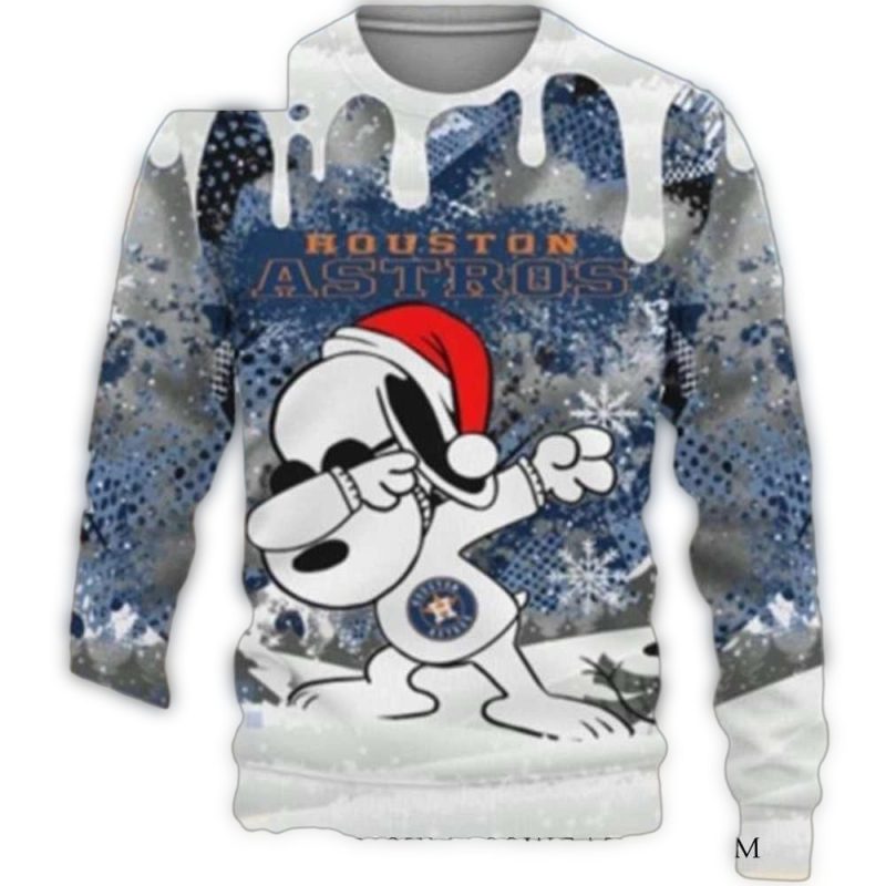 Houston Astros Snoopy Dabbing Snow Drip Ugly Sweater 1