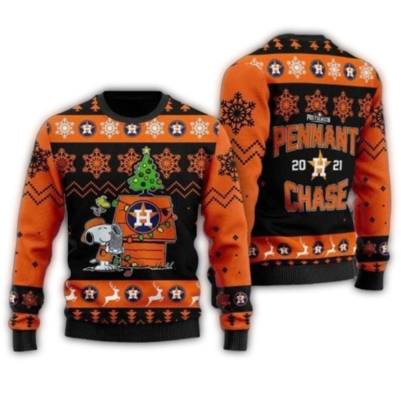 Houston Astros Snoopy Pennant Chase Ugly Sweater 1
