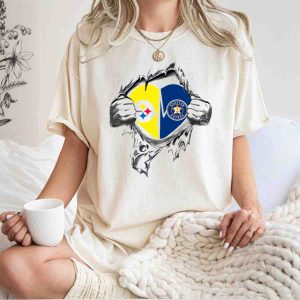 Houston Astros & Steelers Heartbeat Football Baseball T-Shirt