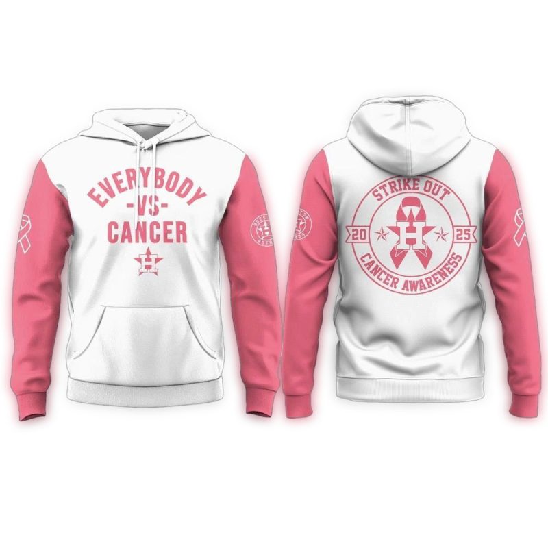Houston Astros Strike Out 2025 Cancer Awareness All over Print Hoodie 1