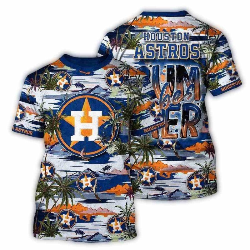 Houston Astros Summer Vibes Island Tropical All over Print T Shirt 1
