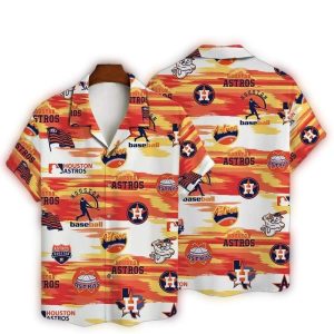 Houston Astros Sunset Stripes Hawaiian Shirt - Tropical Team Apparel