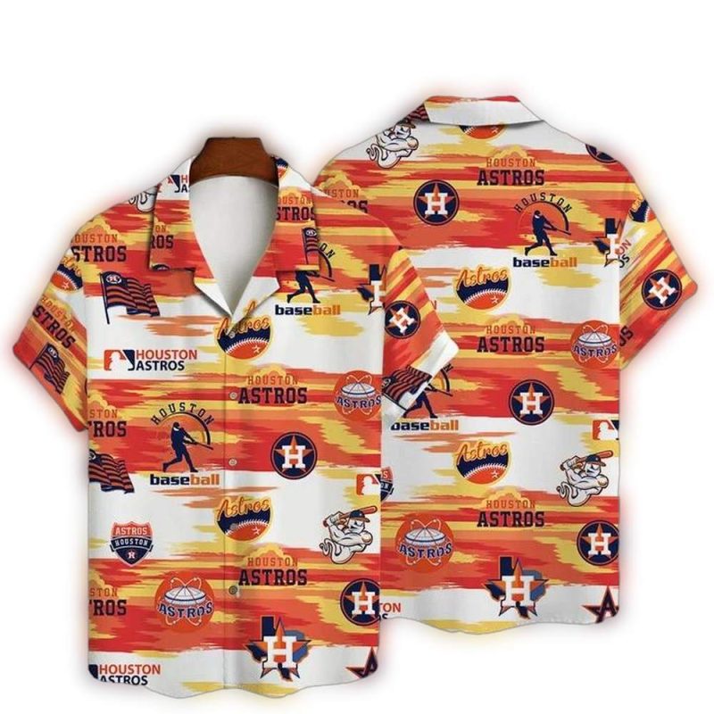 Houston Astros Sunset Stripes Hawaiian Shirt 1