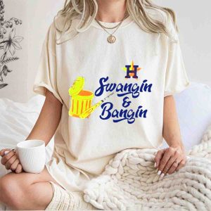 Houston Astros Swangin And Bangin H Orange Trash Can Baseball T-Shirt