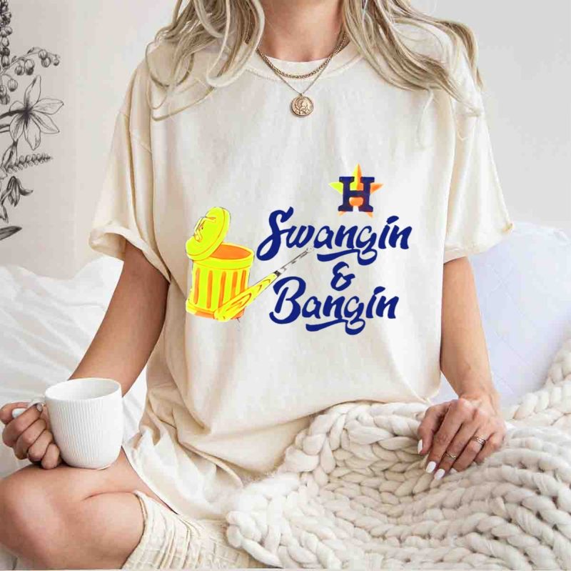 Houston Astros Swangin and Bangin Star H Orange Trash Can Baseball Paddle T Shirt t shirt 1 1