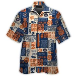 Houston Astros Hawaiian Shirt With Tiki Fish And Pineapple Design