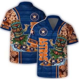 Houston Astros Tropical Hawaiian Shirt - Tiki Surfing Design