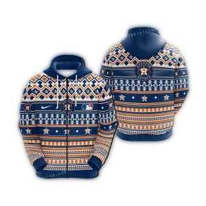 Houston Astros Christmas Tree Pattern All-Over Print Hoodie
