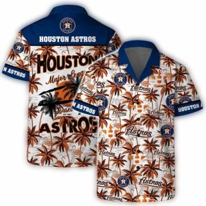 Houston Astros Tropical Sunset Hawaiian Shirt With Palm Print