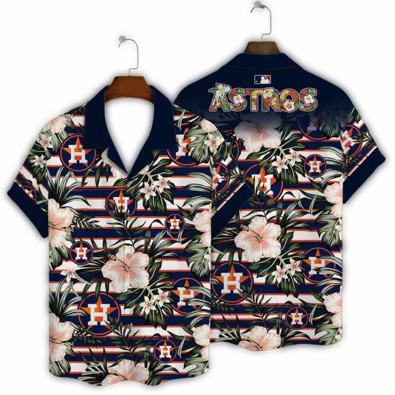 Houston Astros Tropical Stripes Hawaiian Shirt 1