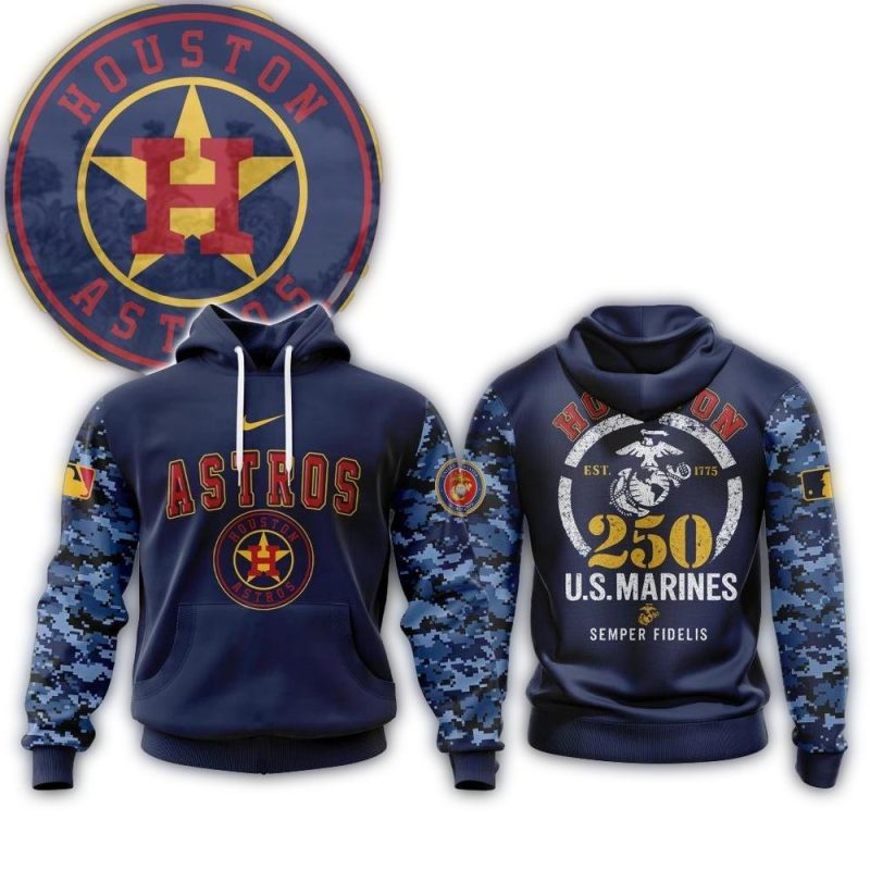 Houston Astros USMC 250th Birthday All over Print Hoodie 1
