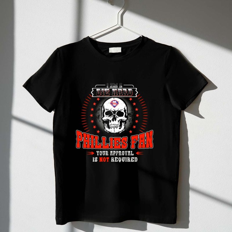 Die Hard Phillies Fan Skull T-Shirt – Bold Style for True Fans