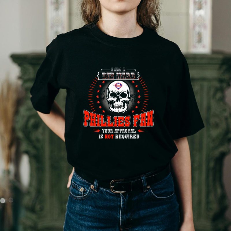 Die Hard Phillies Fan Skull T-Shirt – Bold Style for True Fans - Image 2