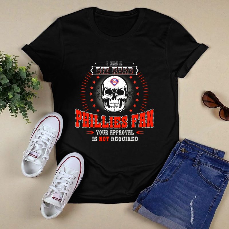 Die Hard Phillies Fan Skull T-Shirt – Bold Style for True Fans - Image 5