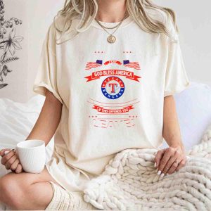 Texas Rangers Fan T-Shirt - Merry Christmas & God Bless America Design