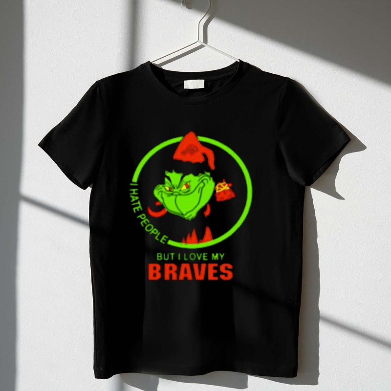Grinch-Inspired Atlanta Braves Christmas T-Shirt: I Hate People, Love My Team