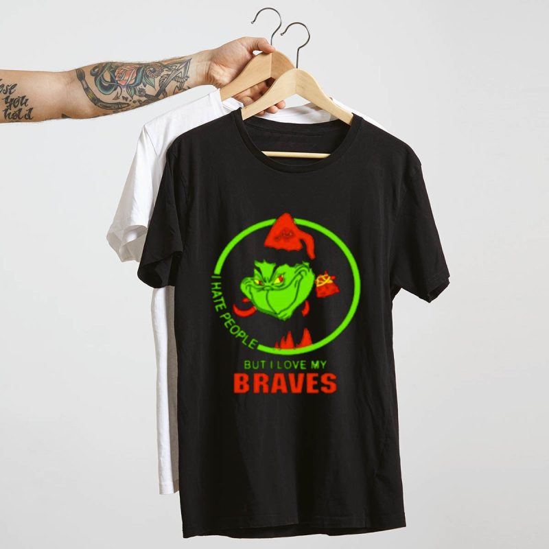 Grinch-Inspired Atlanta Braves Christmas T-Shirt: I Hate People, Love My Team - Image 4