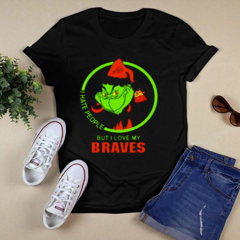 Grinch-Inspired Atlanta Braves Christmas T-Shirt: I Hate People, Love My Team - Image 5