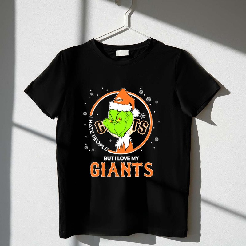 I Hate People But I Love My San Francisco Giants Christmas Grinch Santa T Shirt t shirt 1 1