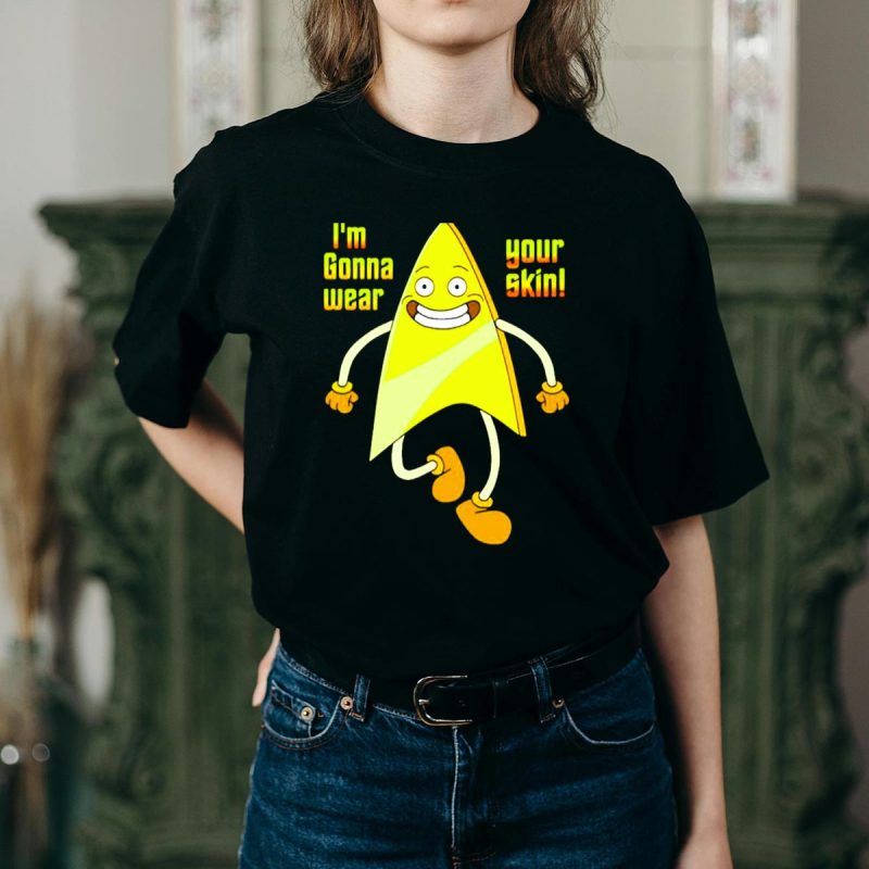 Bravest Warriors Badgey T-Shirt – I'M Gonna Wear Your Skin Design - Image 2
