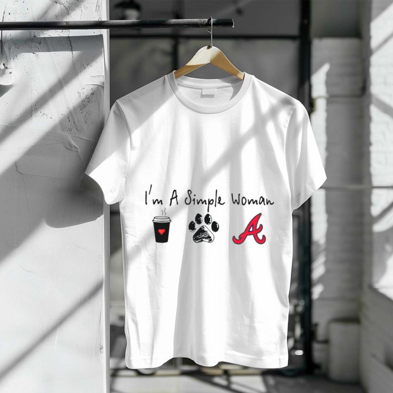 I’M A Simple Woman: Coffee, Paw Prints & Braves T-Shirt - Image 3