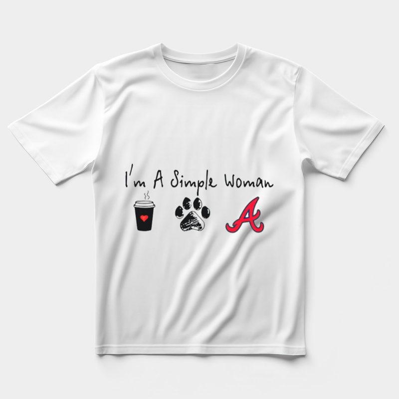 I’M A Simple Woman: Coffee, Paw Prints & Braves T-Shirt - Image 5