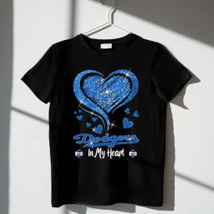 La Dodgers Sparkle Blue Hearts T-Shirt - In My Heart Design