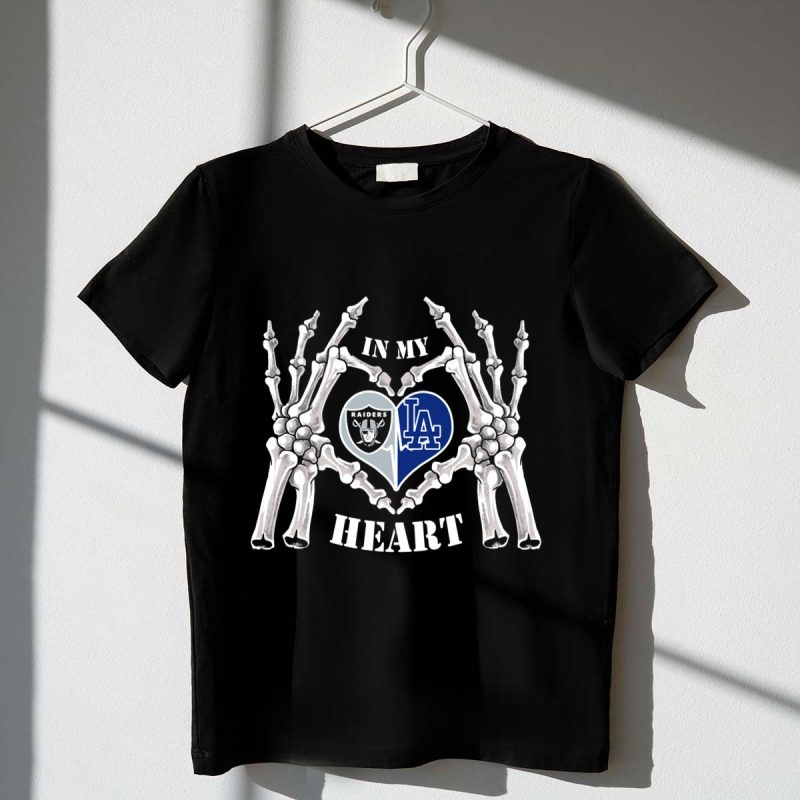 In My Heart Raiders Dodgers Skeleton Hands T Shirt.jpeg t shirt 1 1