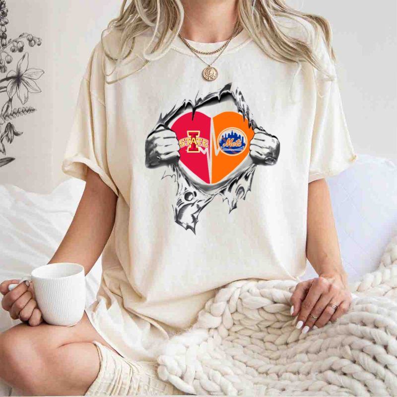 Iowa State Cyclones Heart New York Mets Collaboration Duo T Shirt t shirt 1 1
