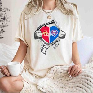 Iowa State Cyclones & Philadelphia Phillies Heart Logo T-Shirt for Fans