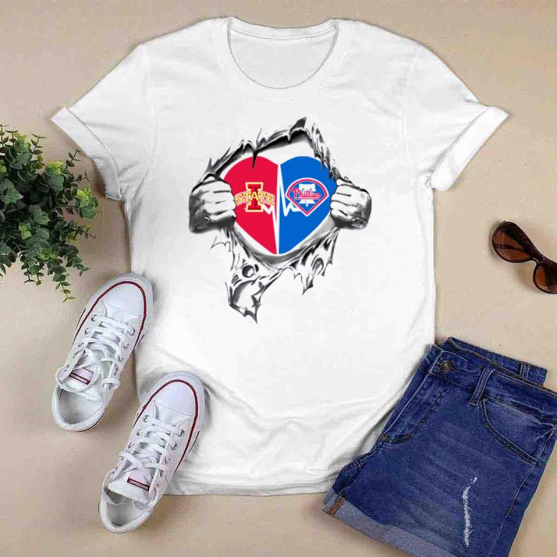 Iowa State Cyclones & Philadelphia Phillies Heart Logo T-Shirt for Fans - Image 6