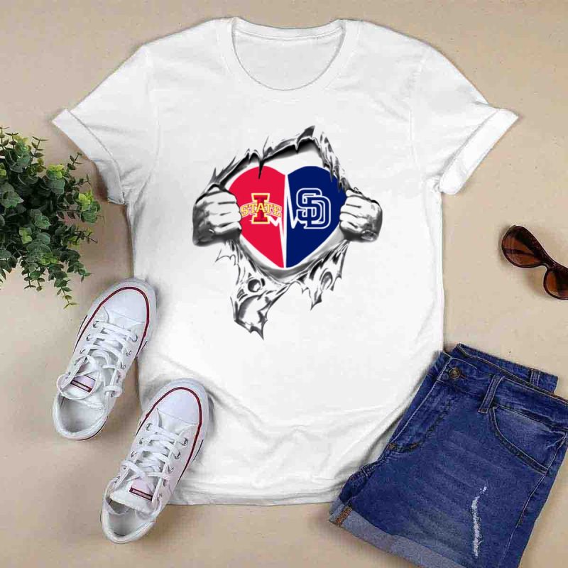 Iowa State Cyclones San Diego Padres Heart Rip T Shirt 0