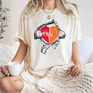 Iowa State Cyclones & San Francisco Giants Split Heart T-Shirt For Fans