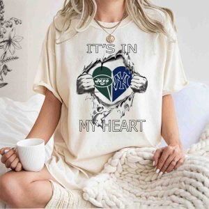 Jets Vs Yankees Heart Graphic T-Shirt For Sports Fans