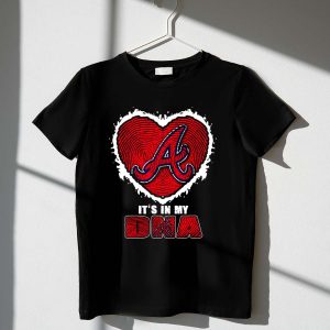 Atlanta Braves Heart Fingerprint T-Shirt - It'S In My Dna Design