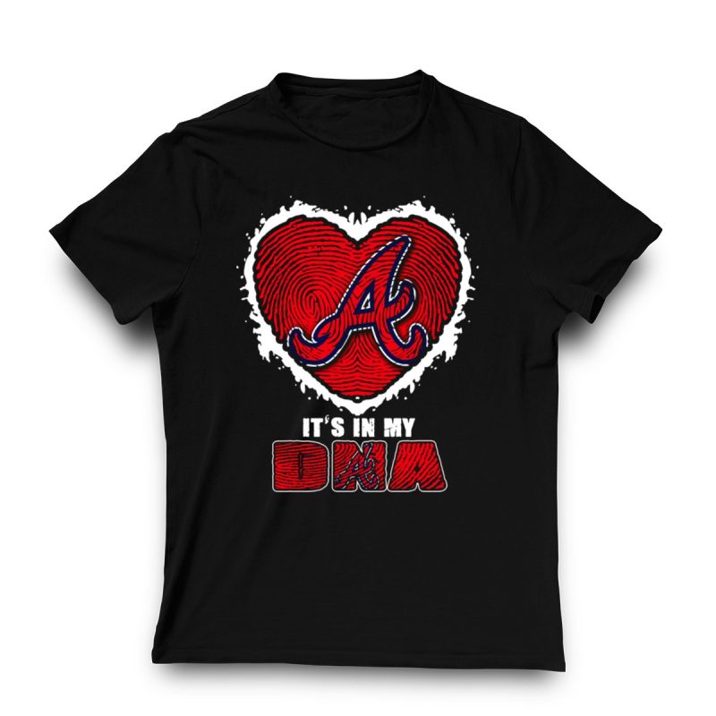 Atlanta Braves Heart Fingerprint T-Shirt - It'S In My Dna Design - Image 3